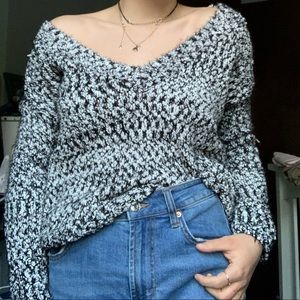 Black and White off the shoulder sweater!